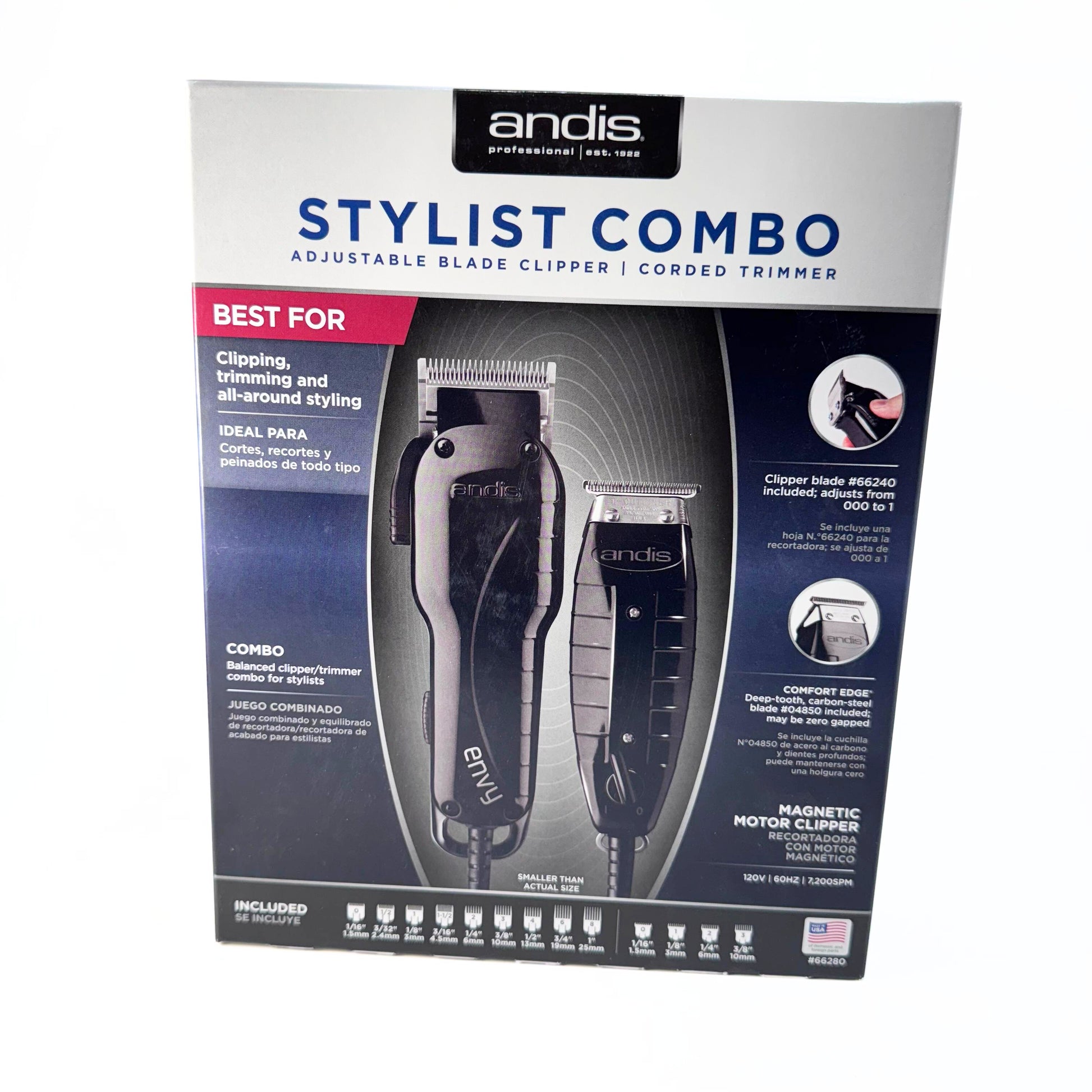 Andis Stylist Clipper and Trimmer Combo 66280 front of box