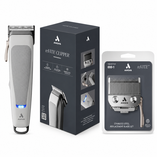 Andis reVITE Cordless Taper Clipper Grey & Replacement Taper Blade Combo 86100+86010