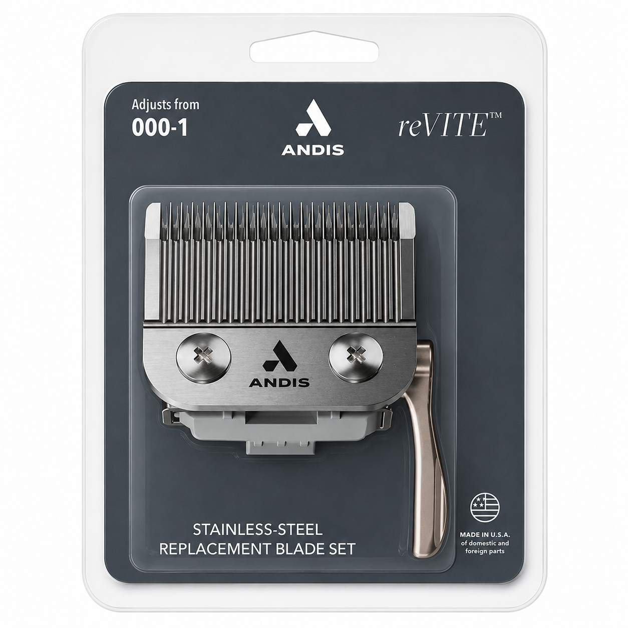 Andis reVITE Cordless Taper Clipper Grey & Replacement Taper Blade Combo 86100+86010