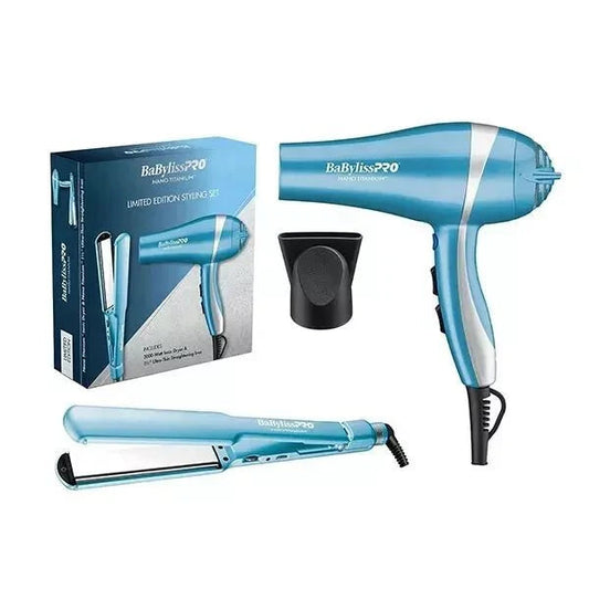 BABYLISS PRO NANO TITANIUM 450° 1.5" FLAT IRON & BLOW DRYER BNTPP58