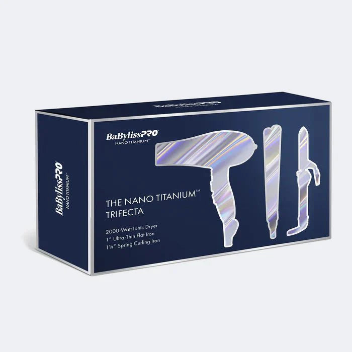 BaByliss PRO - Nano Titanium Limited Edition Trifecta Gift Box - Nano Titanium Dryer, Flat Iron & Curling Iron BNTPP49TUC