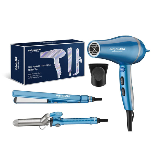 BaByliss PRO - Nano Titanium Limited Edition Trifecta Gift Box - Nano Titanium Dryer, Flat Iron & Curling Iron BNTPP49TUC