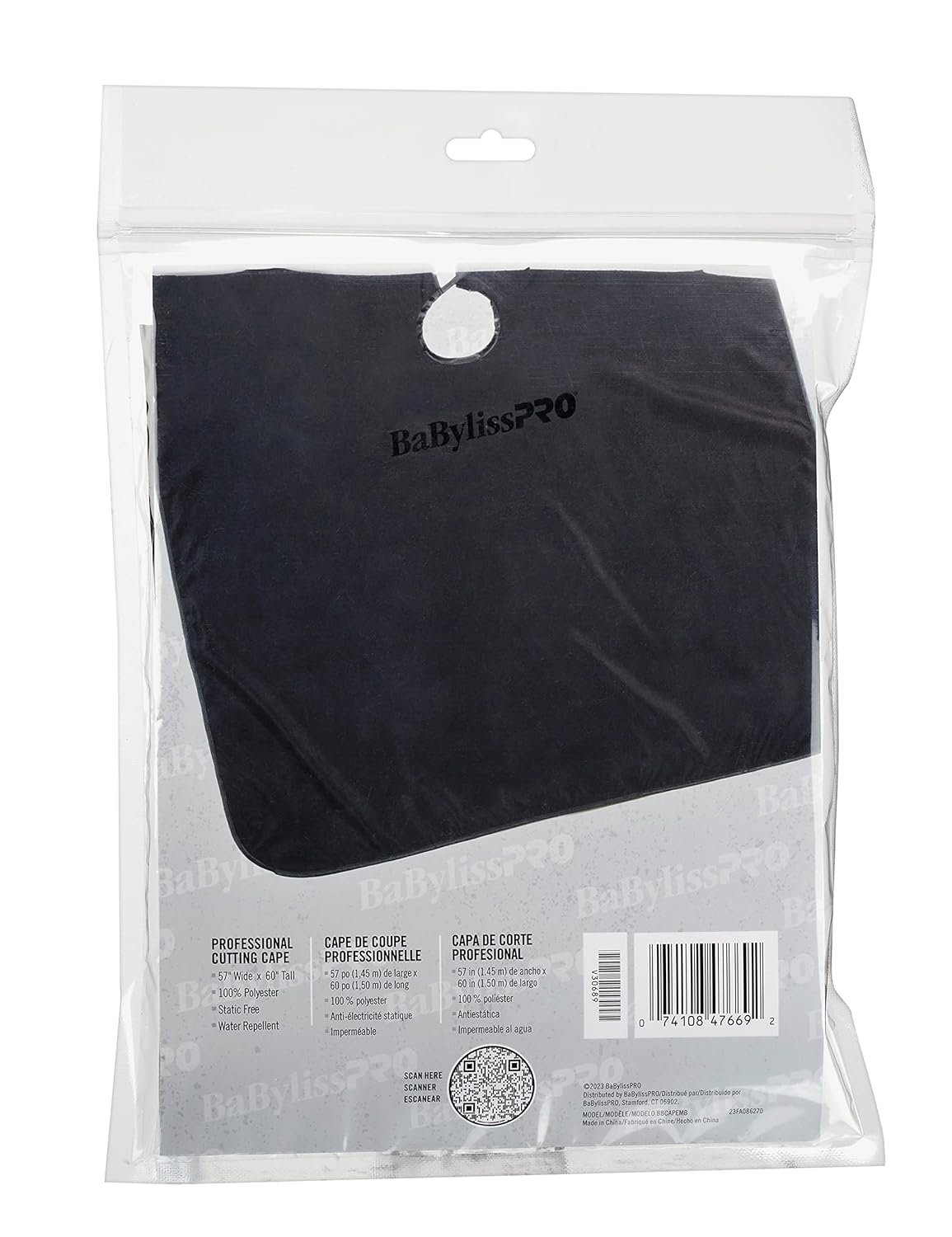 BaBylissPRO Black Barber Cape BBCAPEMB