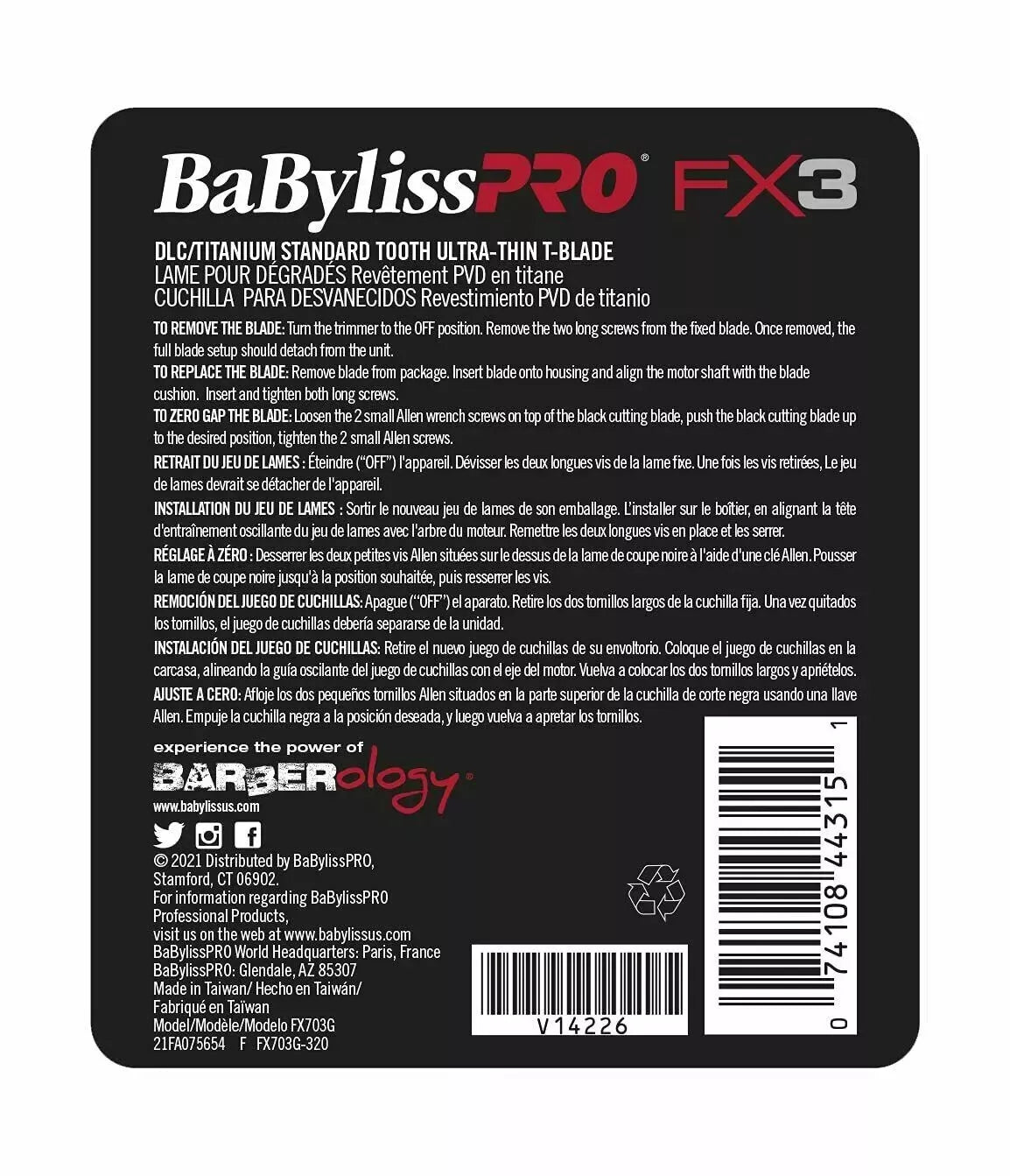 BaBylissPRO DLC/Titanium Ultra-Thin Zero Gap Replacement Blade FX703G