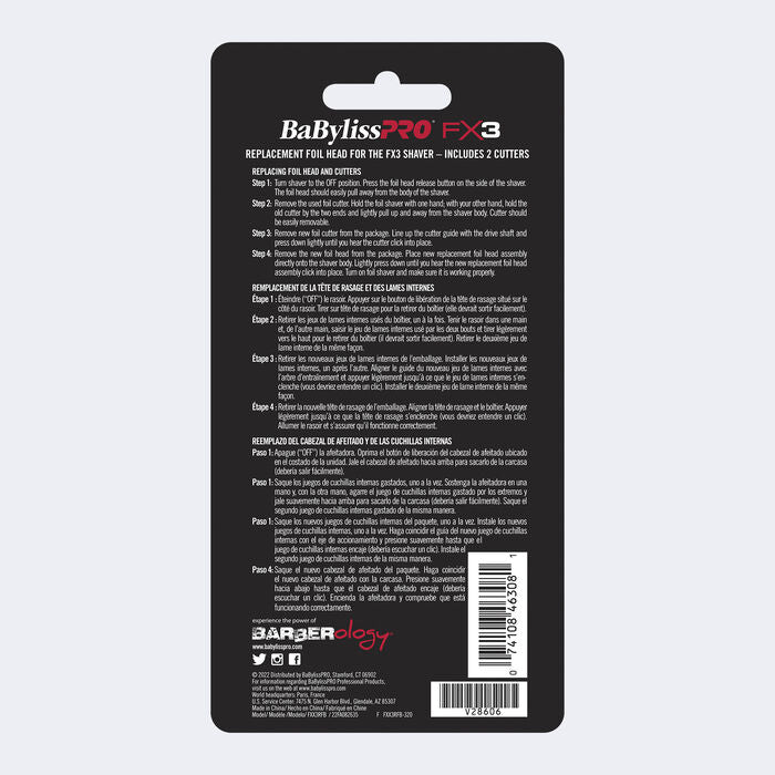 BaBylissPRO FX3 Black Shaver Replacement Foil & Cutter FXX3RFB