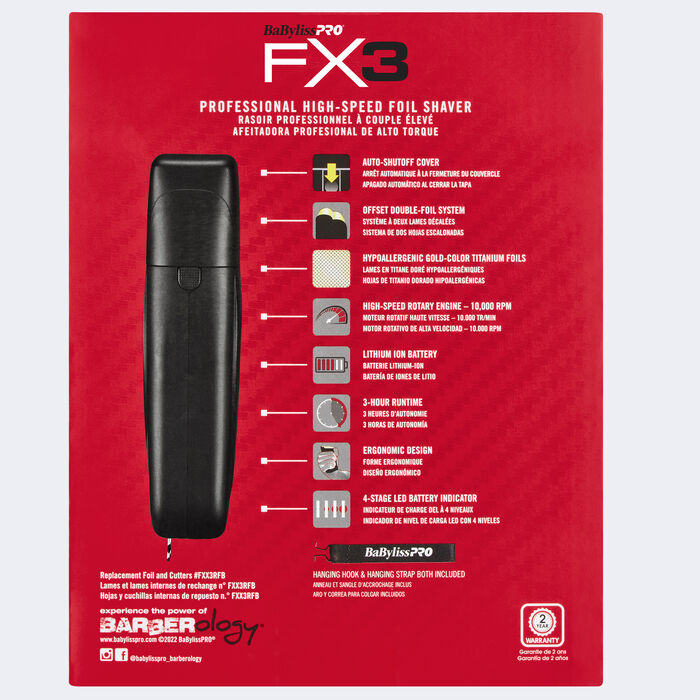 BaBylissPRO FX3 Professional High Speed Foil Black Shaver FXX3SB