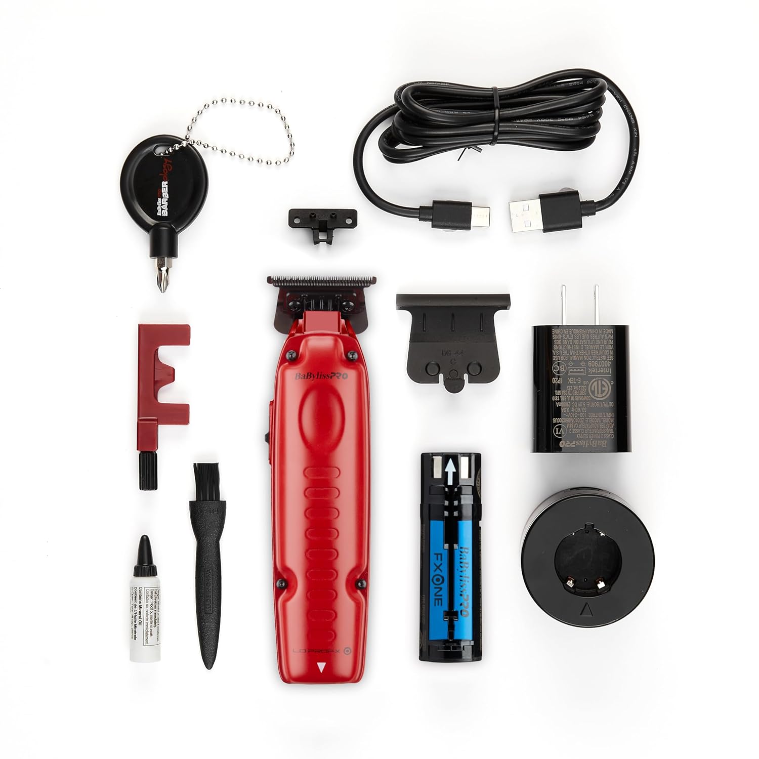 BaBylissPRO FXONE LO-PROFX Matte Red w/ Interchangeable Battery Clipper & Trimmer Combo FX829MR+FX729MR