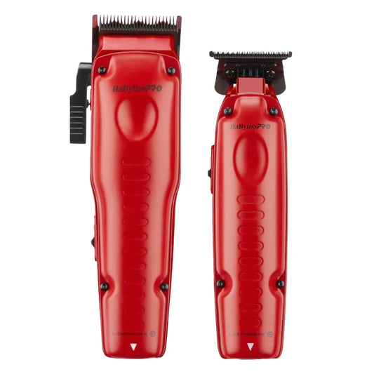 BaBylissPRO FXONE LO-PROFX Matte Red w/ Interchangeable Battery Clipper & Trimmer Combo FX829MR+FX729MR