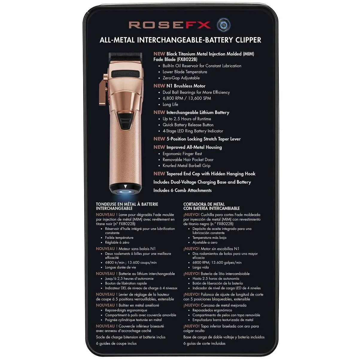BaBylissPRO FXOne Cordless Clipper Rose Gold FX899RG