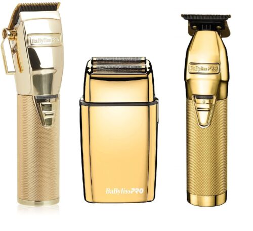 BaBylissPRO GOLDFX Cord/Cordless Clipper Trimmer Shaver Set FX870G+FX787G+FXFS2G