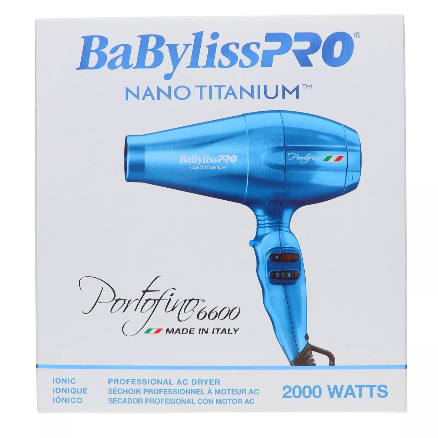 BaBylissPRO Hair Dryer Nano Titanium Portofino Blue BNTB6610N