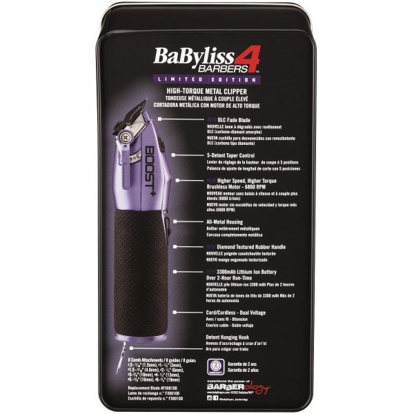 BaBylissPRO Limited Edition Influencer FX Boost+ Cordless Clipper Purple FX870PI