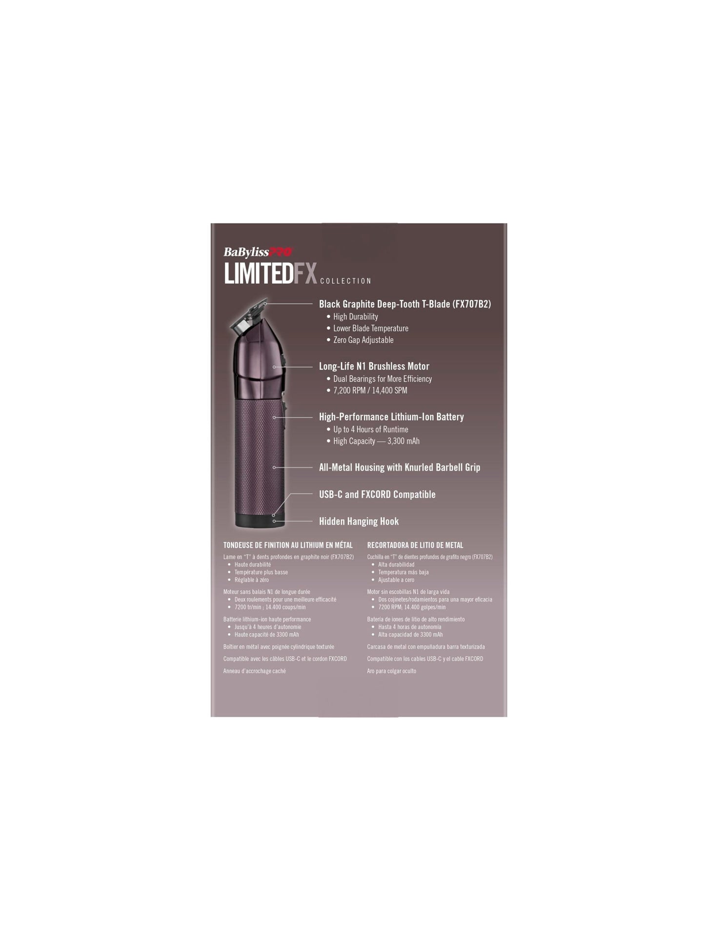 BaBylissPRO LimitedFX Midnight Purple Trimmer FX787NP