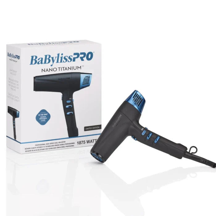 BaBylissPRO NANO TITANIUM™ Limited Edition Black & Blue Professional High-speed Dual Ionic Dryer BNTMB9100