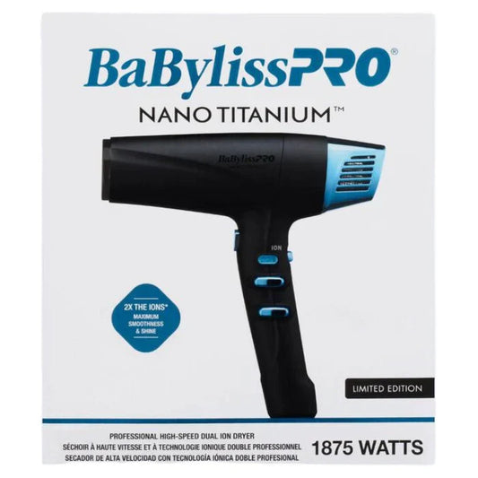 BaBylissPRO NANO TITANIUM™ Limited Edition Black & Blue Professional High-speed Dual Ionic Dryer BNTMB9100