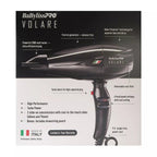 BaBylissPRO Nano Titanium Italian Performance Black Volare Hair Dryer BVOL1