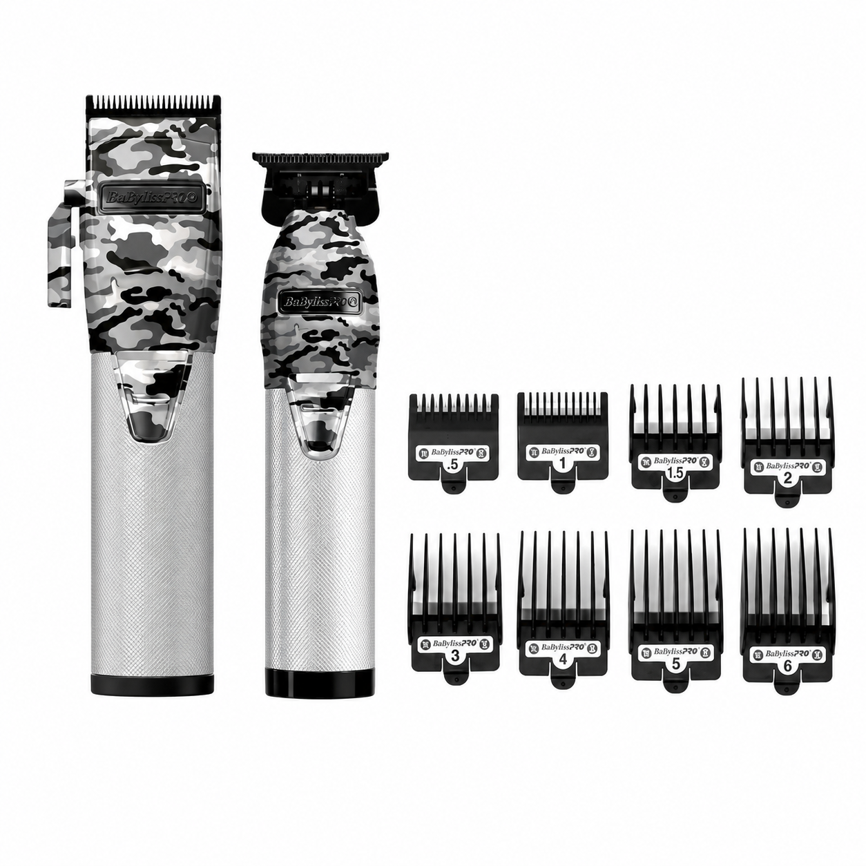 BaBylissPRO 8pc Guard Set + LIMITEDFX Camo Metal Lithium Clipper FXHOLPK2CAM + FXCS880