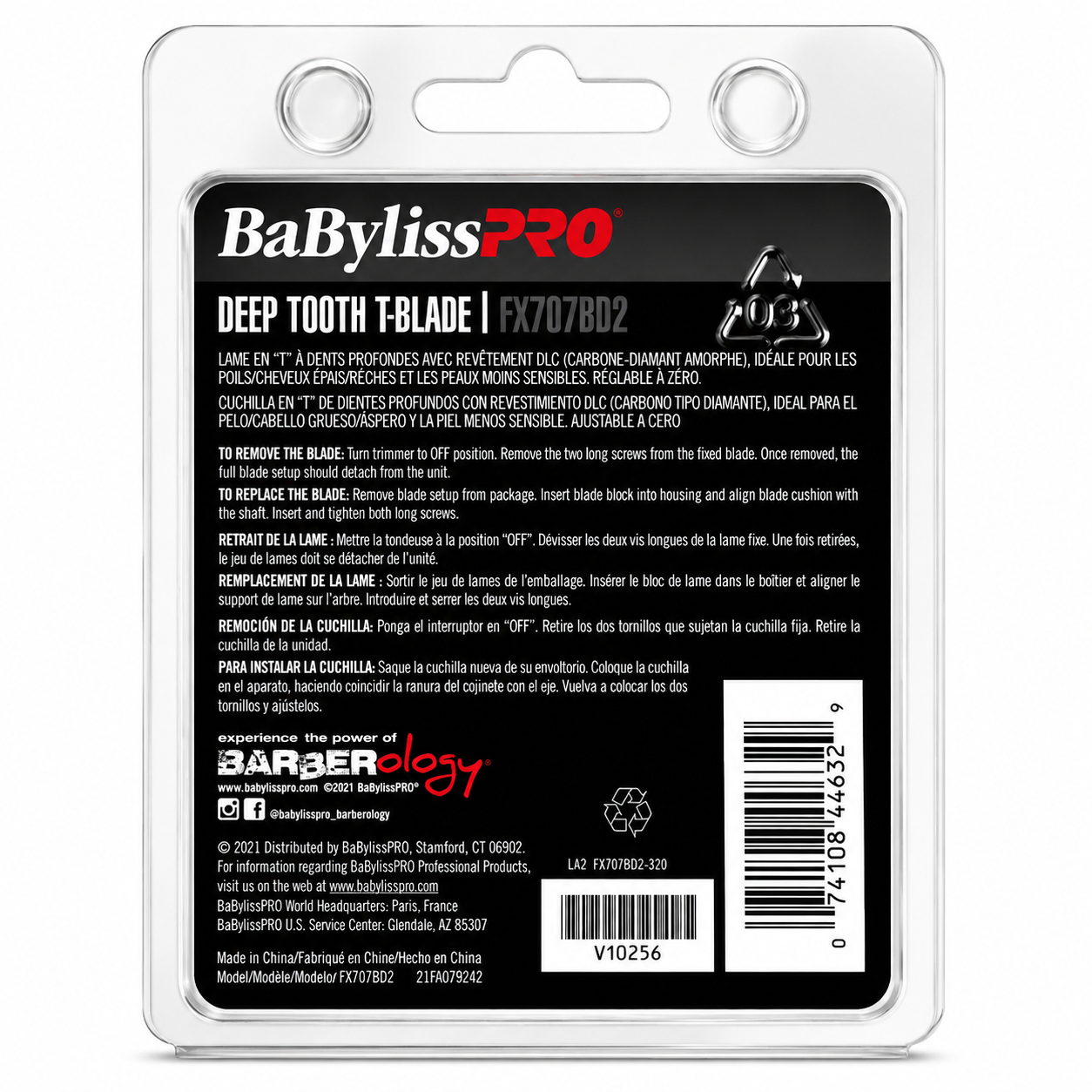 BaBylissPRO Black Deep Tooth Replacement T-Blade FX707BD2