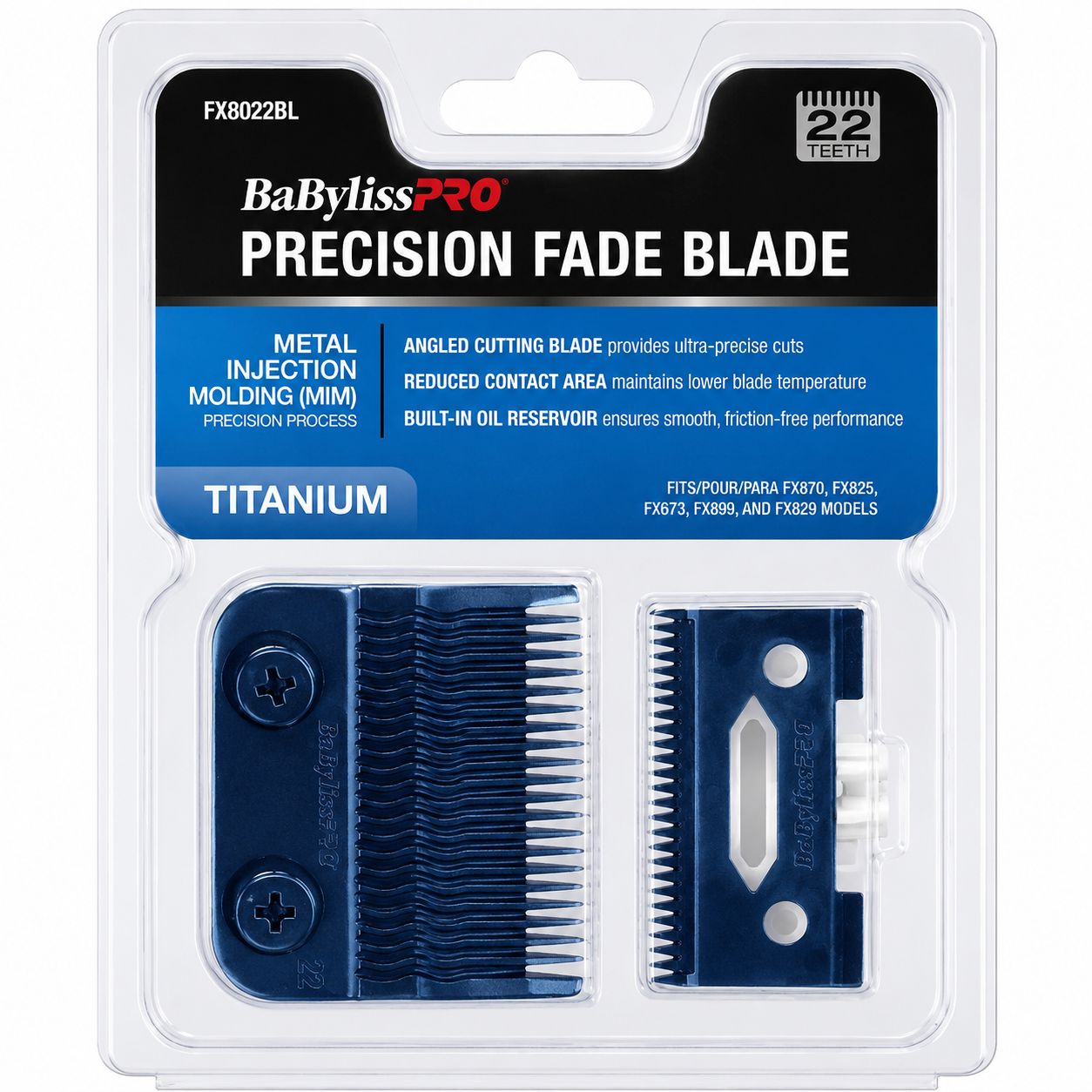 BaBylissPRO Blue Titanium Metal Injection Molded (MIM) Precision Fade Blade FX8022BL