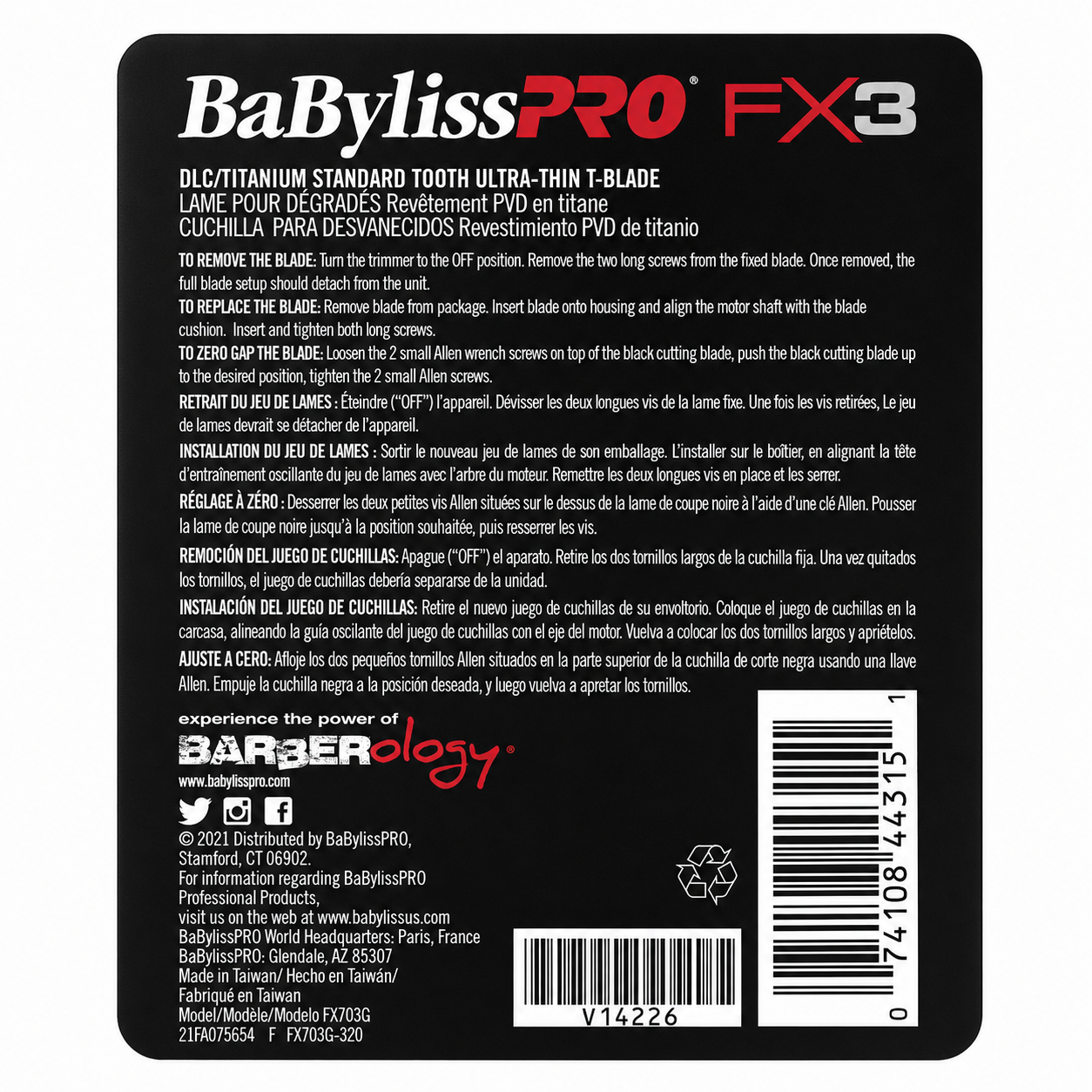 BaBylissPRO DLC/Titanium Ultra-Thin Zero Gap Replacement Blade FX703G