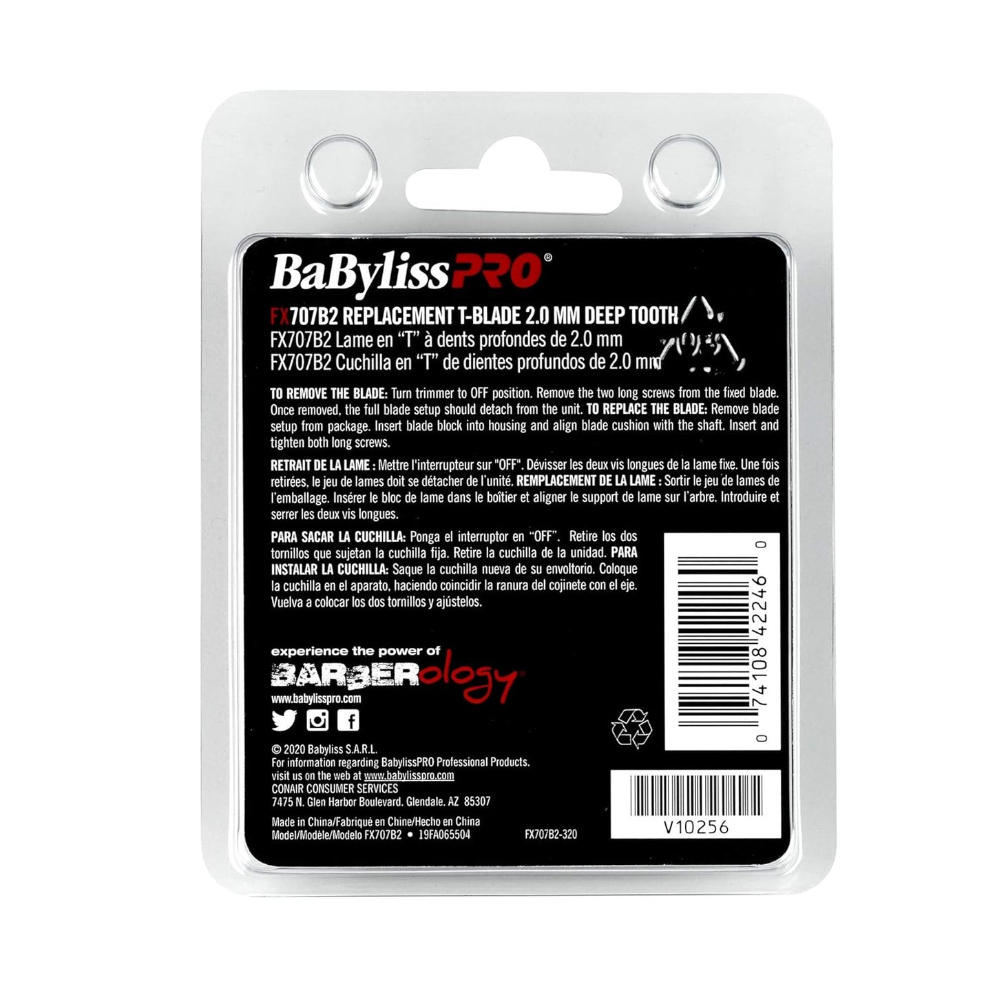BaBylissPRO Deep Tooth Graphite Replacement Blade FX707B2 back of case