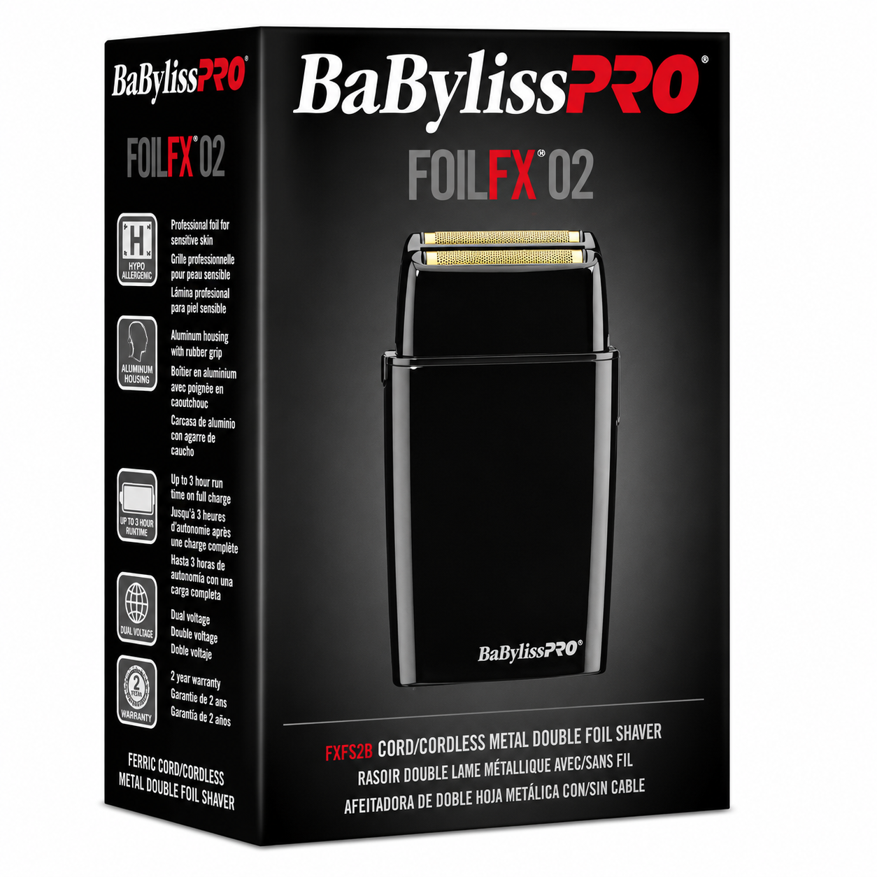 BaBylissPRO FOILFX02 Cordless Metal Double Foil Shaver Set FXFS2B + FXFS2BPCASE
