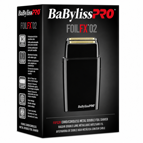 BaBylissPRO FOILFX02 Cordless Metal Double Foil Shaver Set FXFS2B + FXFS2BPCASE