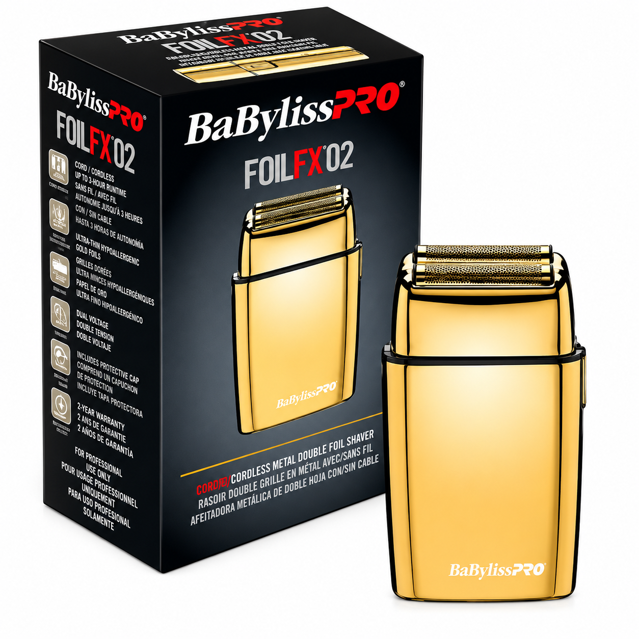 BaBylissPRO FOILFX02 Cordless Metal Double Foil Shaver Set FXFS2G + FXFS2BPCASE