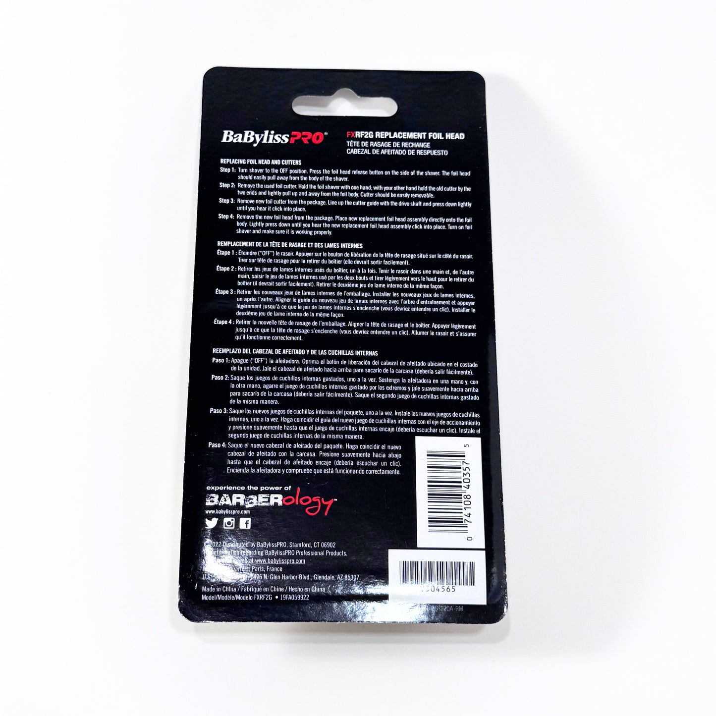 BaBylissPRO FOILFX02 Replacement Foil and Cutter FXRF2G back