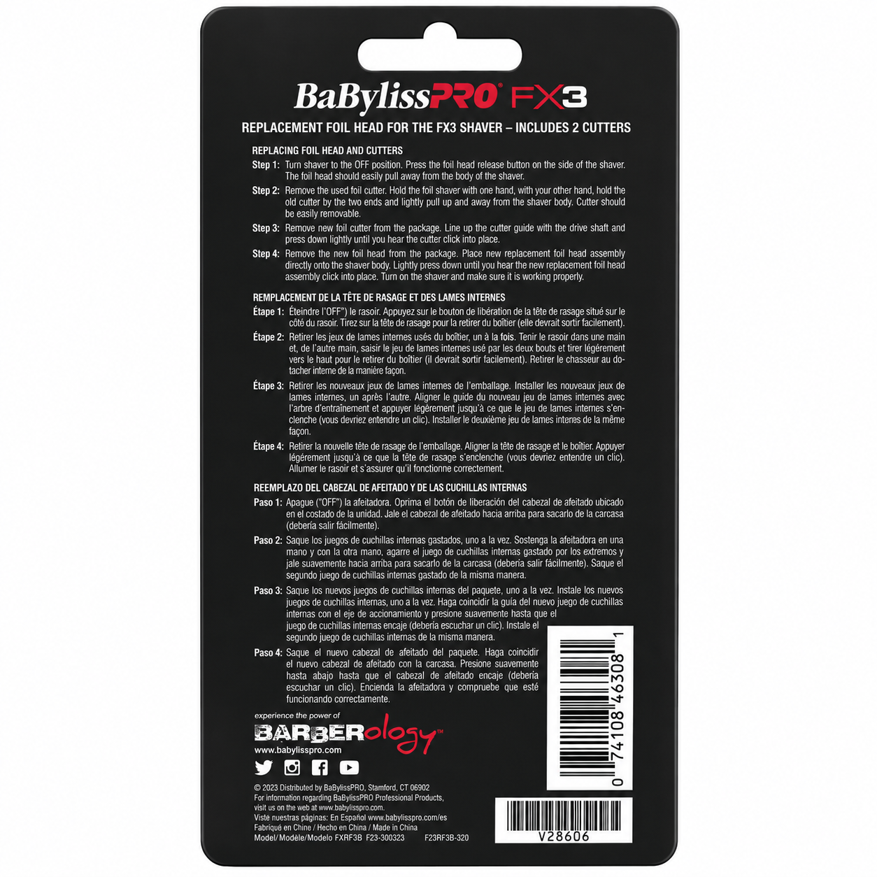BaBylissPRO FX3 Black Shaver Replacement Foil & Cutter FXX3RFB