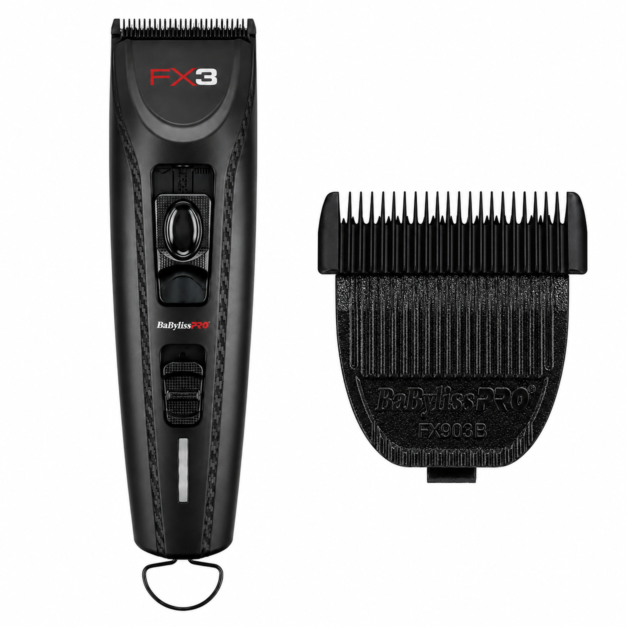 BaBylissPRO FX3 Matte Black High-Torque Cordless Clipper with Titanium Carbon-Nitride Fade Blade Combo FXX3CB + FX903B