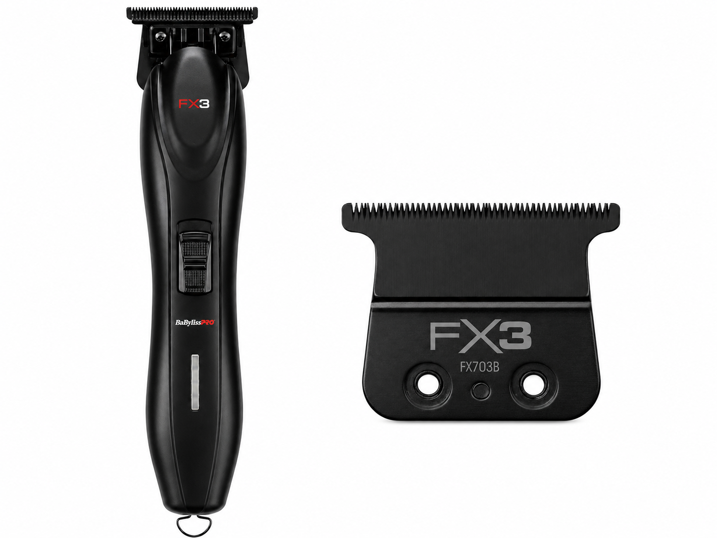 BaBylissPRO FX3 Matte Black High-Torque Cordless Trimmer with Titanium Carbon-Nitride Standard-Tooth Ultra-Thin T-Blade Combo FXX3TB + FX703B