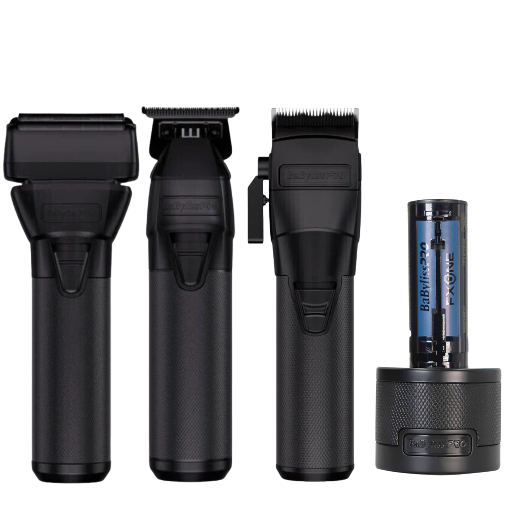 BaBylissPRO FXONE Black FX Bundle Set – Clipper, Trimmer & Shaver Combo FX899MB+FX799MB+FX79FSMB