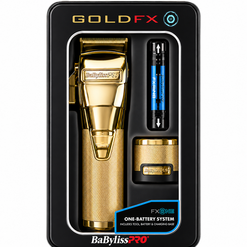 BaBylissPRO FXONE Gold FX Clipper with Gold Titanium MIM Precision Fade Blade Combo FX899G + FX8022G