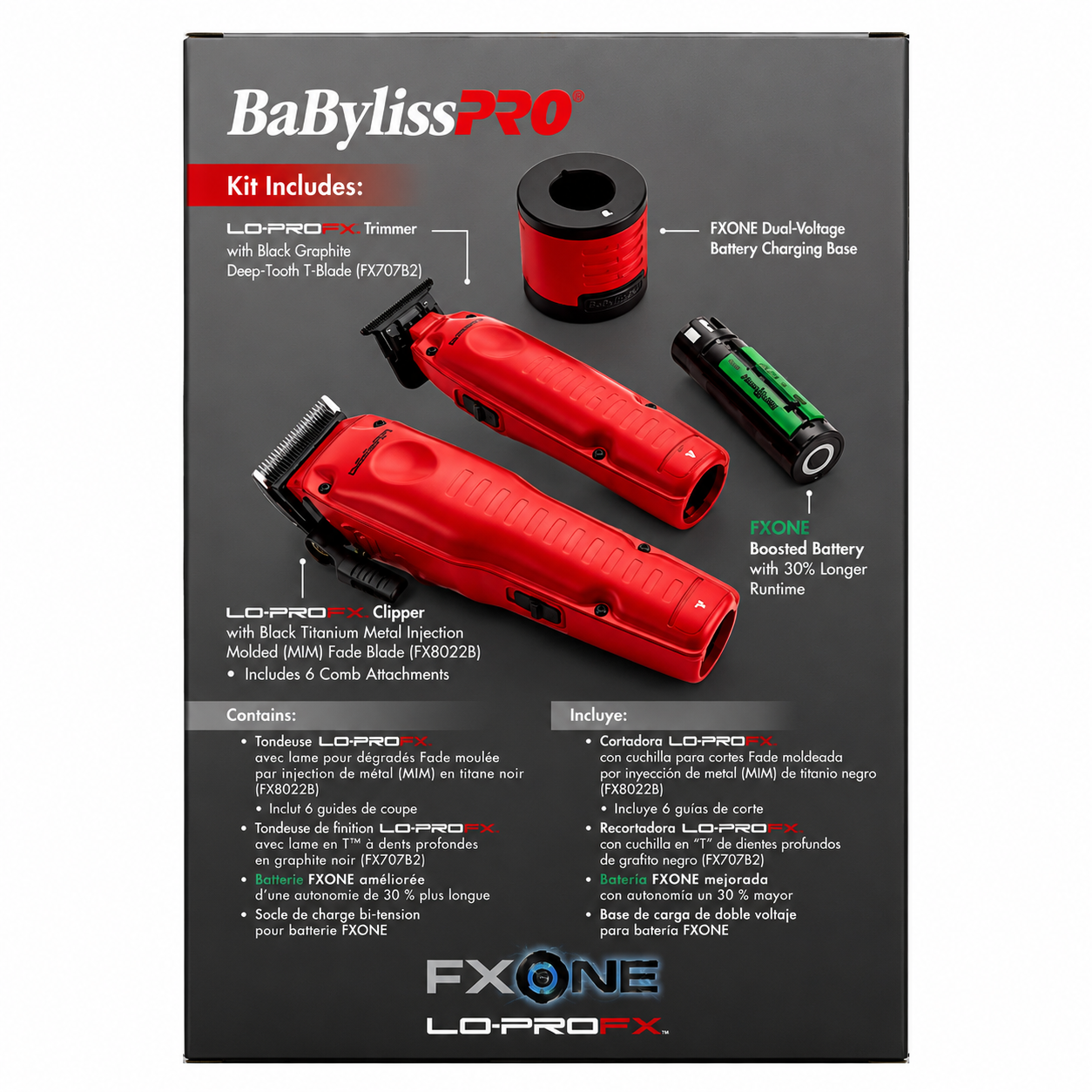 BaBylissPRO FXONE LO‑PRO Matte Red Combo FX129MRPK