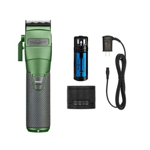 BaBylissPRO FXONE Limited Edition Matte Green All‑Metal Clipper (LFX899GC) + FXONE Battery, Charging Base & Cord