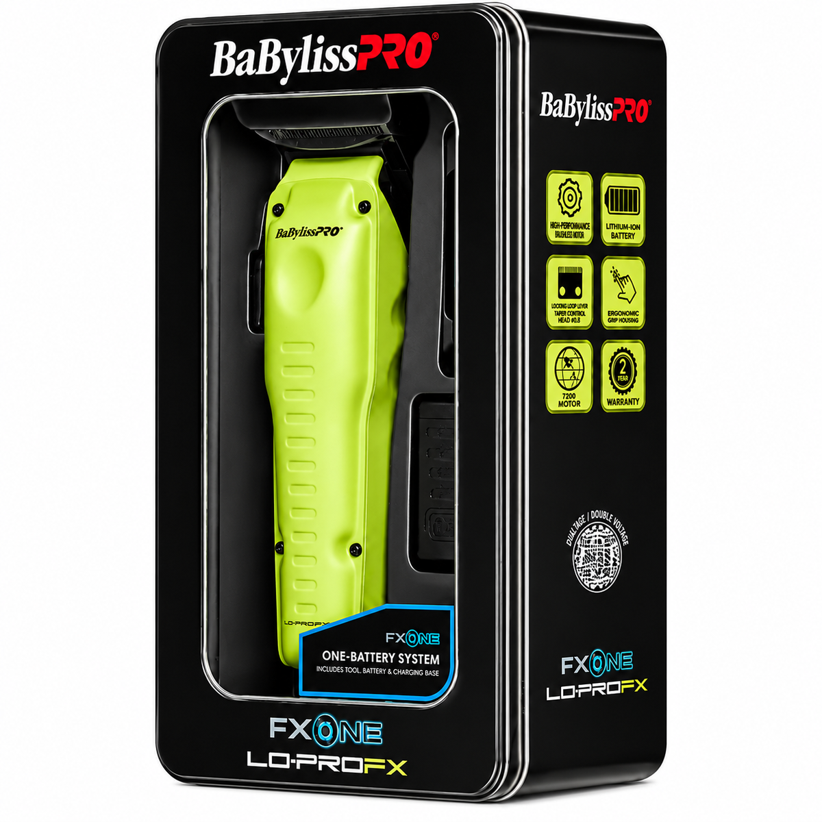 BaBylissPRO FXONE Lo-ProFX Neon Yellow Interchangeable Battery Clipper Tool Only FX829YLT