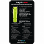 BaBylissPRO FXONE Lo-ProFX Neon Yellow Interchangeable Battery Clipper Tool Only FX829YLT