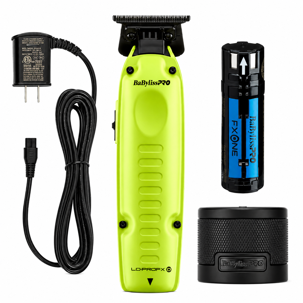 BaBylissPRO FXONE Lo-ProFX Neon Yellow Interchangeable Battery Clipper & Trimmer Combo FX829YLT+FX729NYLT