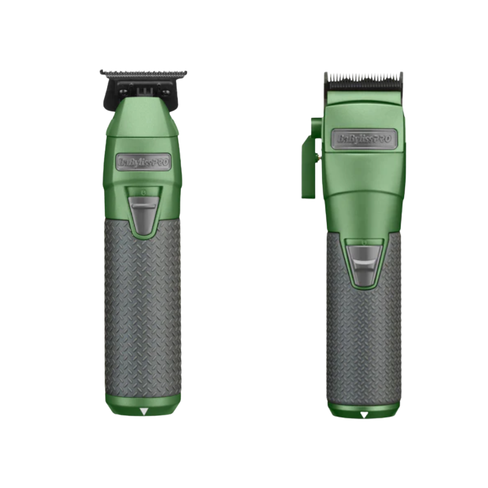 BaBylissPRO FXONE Matte Green Metal Clipper & Limited Edition Matte Green Trimmer LFX799GC+LFX899GC