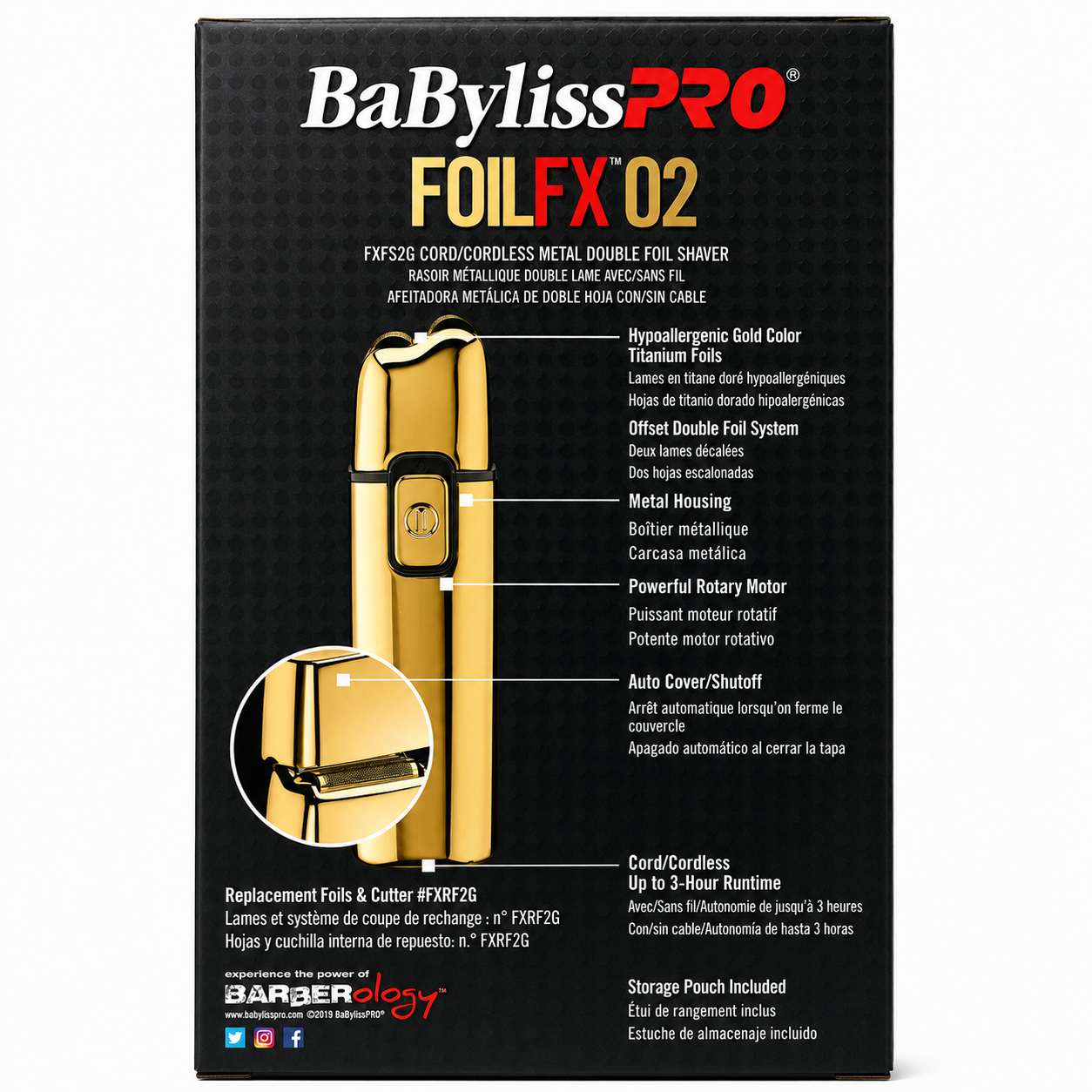 BaBylissPRO FoilFX02 Gold Cordless Double Foil Shaver FXFS2G