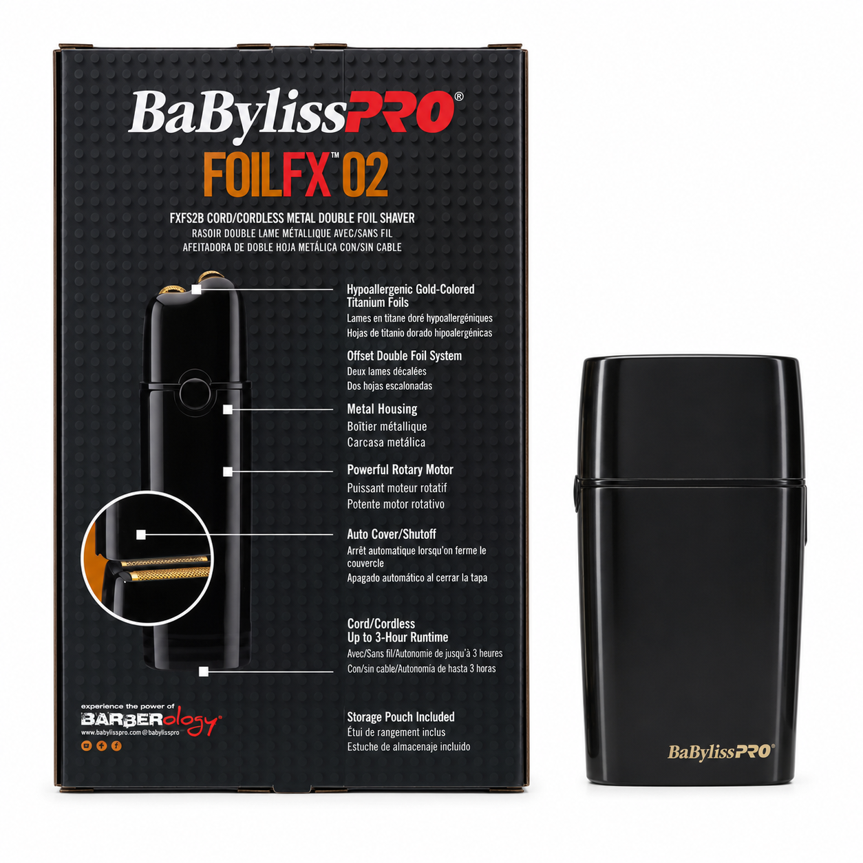 BaBylissPRO FoilFX Black Cordless Double Foil Shaver FXFS2B