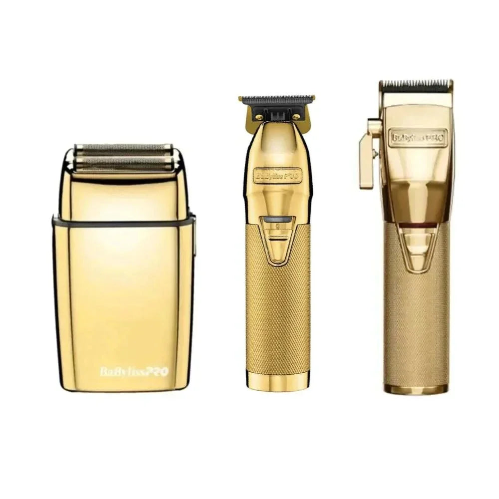 BaBylissPRO GOLDFX Cord/Cordless Grooming Kit Clipper, Shaver & Trimmer FX870G  + FX787G + FXFS2G