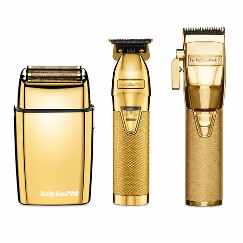 BaBylissPRO GOLDFX Cord/Cordless Grooming Kit Clipper, Shaver & Trimmer FX870G  + FX787G + FXFS2G