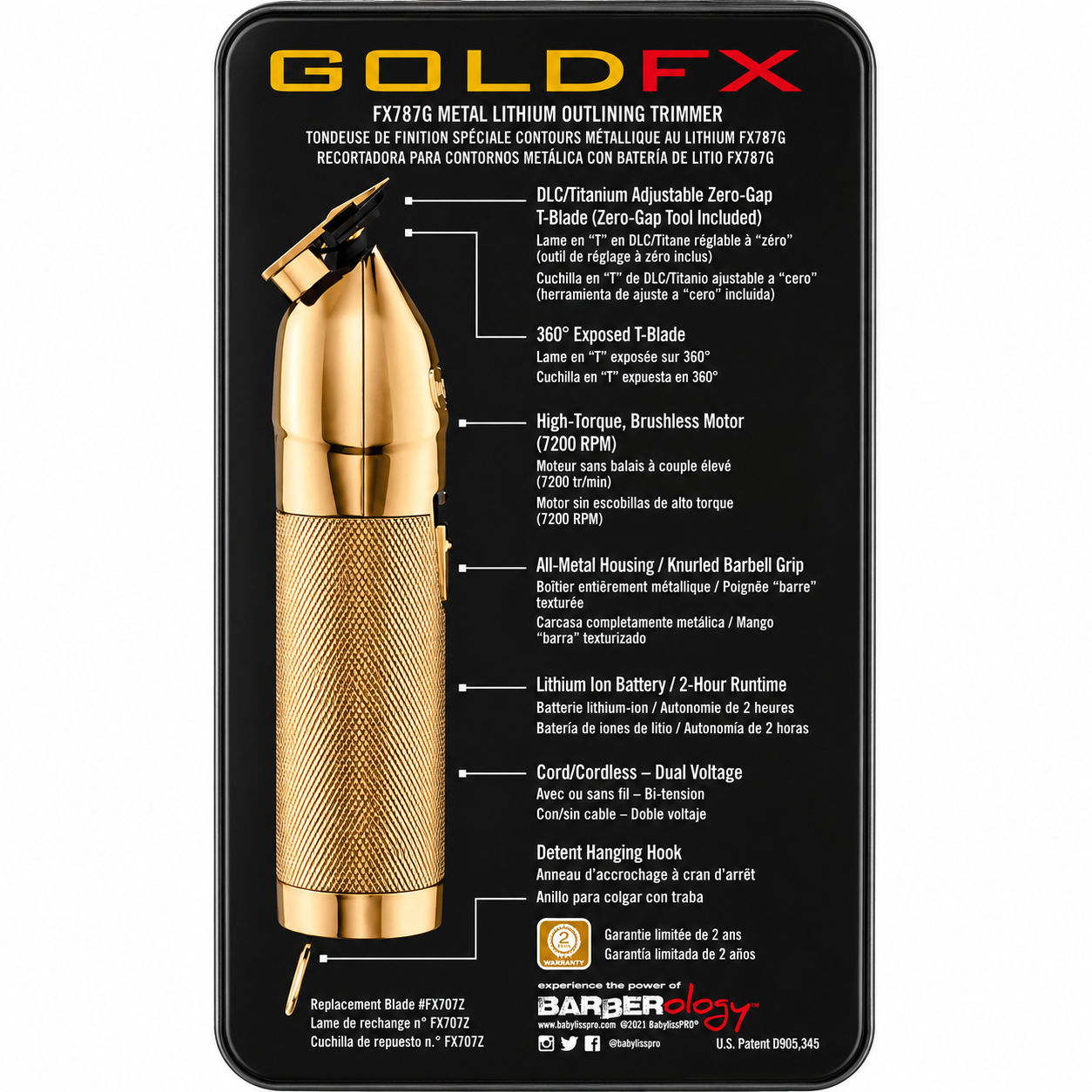BaBylissPRO GOLD FX Cordless Trimmer FX787G