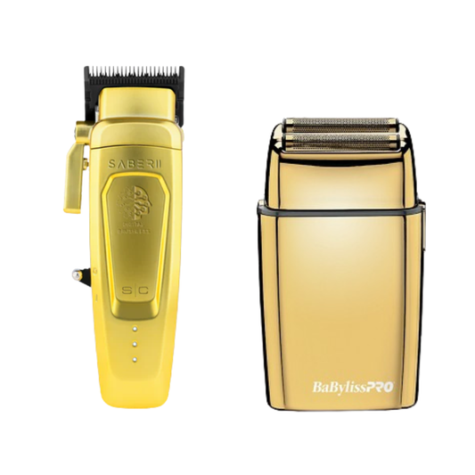 BaBylissPRO GoldFX Double Foil Shaver & StyleCraft Saber 2.0 Clipper FXFS2G+SC617M