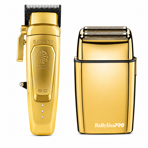 BaBylissPRO GoldFX Double Foil Shaver & StyleCraft Saber 2.0 Clipper FXFS2G+SC617M