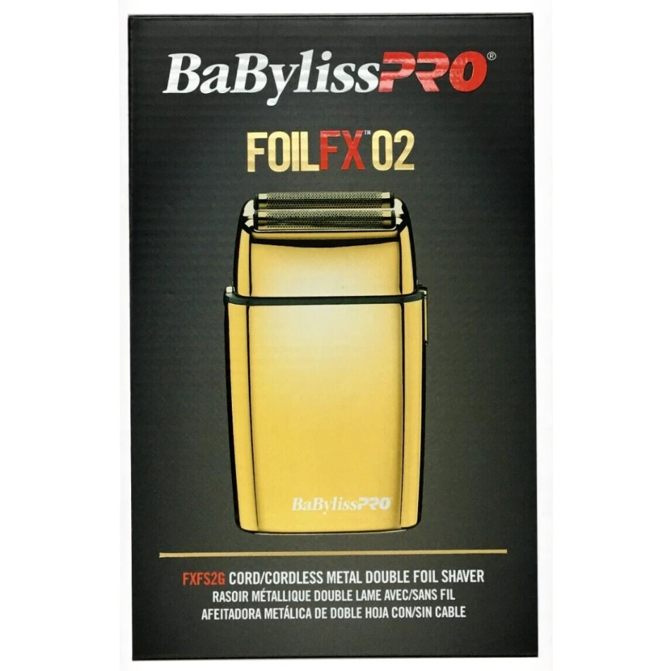BaBylissPRO GoldFX FXFS2G – Premium Double Foil Shaver with Sleek Gold Finish, Cordless & Rechargeable