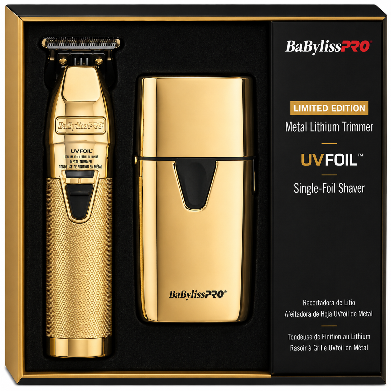 BaBylissPRO GoldFX Trimmer & Single UVFOIL Shaver Combo FXLFHOLPKG