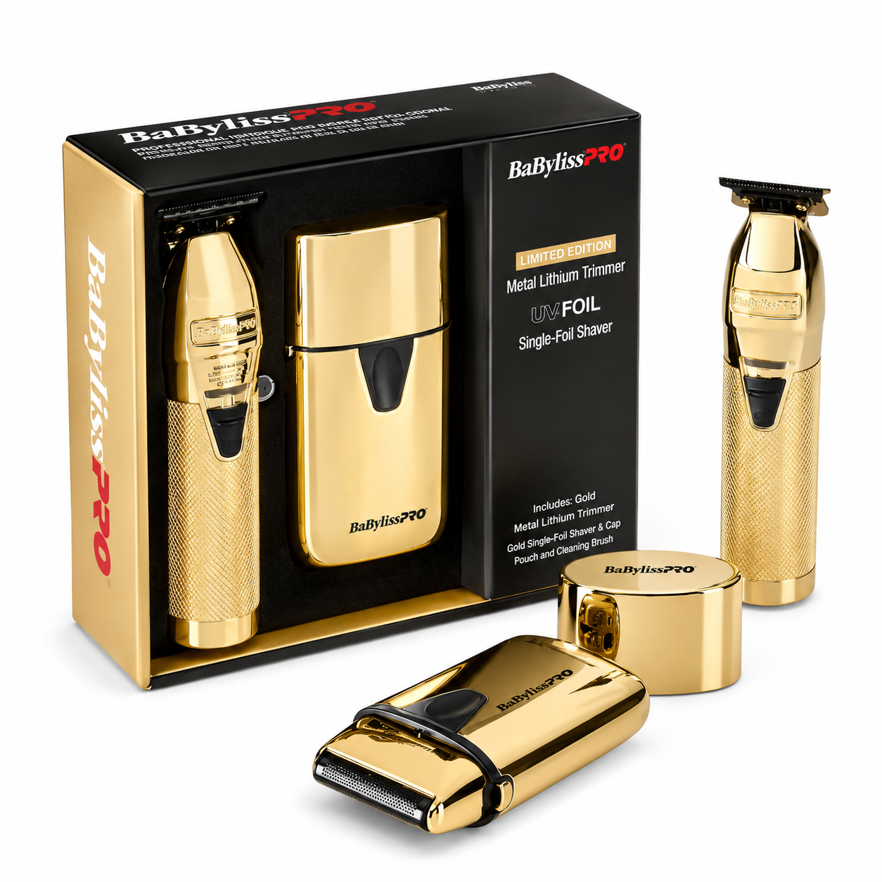 BaBylissPRO GoldFX Trimmer & Single UVFOIL Shaver Combo FXLFHOLPKG